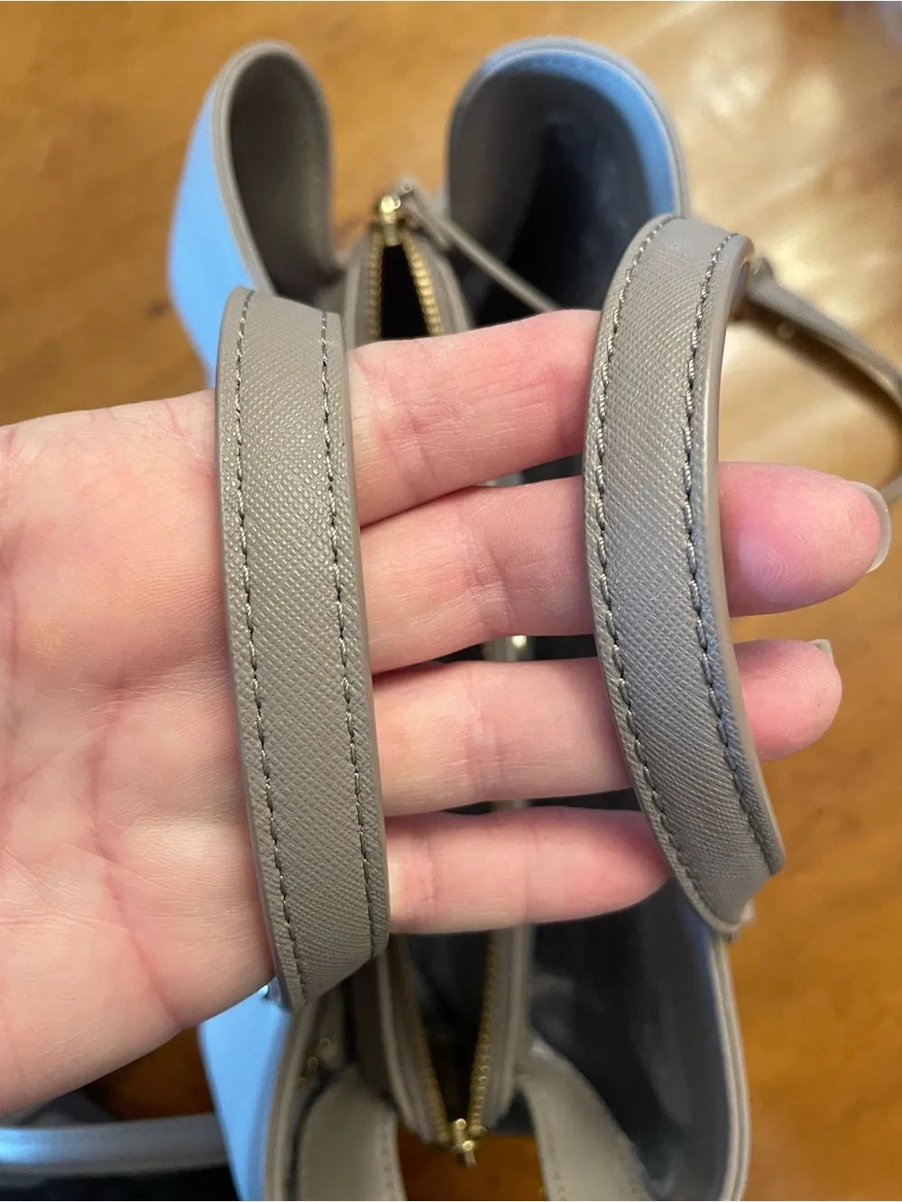 kate spade pebble leather satchel in taupe gray